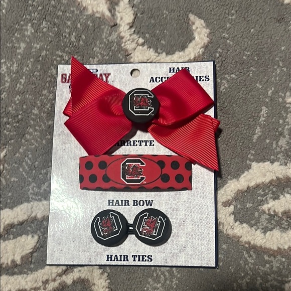 Red and Black Hair Accessories Set with Team Spirit university of South Carolina - Picture 1 of 2